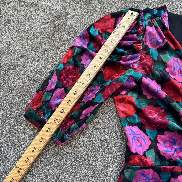 NWT Ronny Kobo Blue Floral Velvet Monica Dress, S - Picture 12 of 13